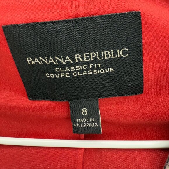 BANANA REPUBLIC Classic Fit Glen Plaid One-Button Gray w/ Red Lining Blazer 8 - Picture 3 of 5